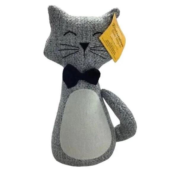 Elements Decorative Cat Door Stopper | NWT | Gray White Black - Picture 2 of 13